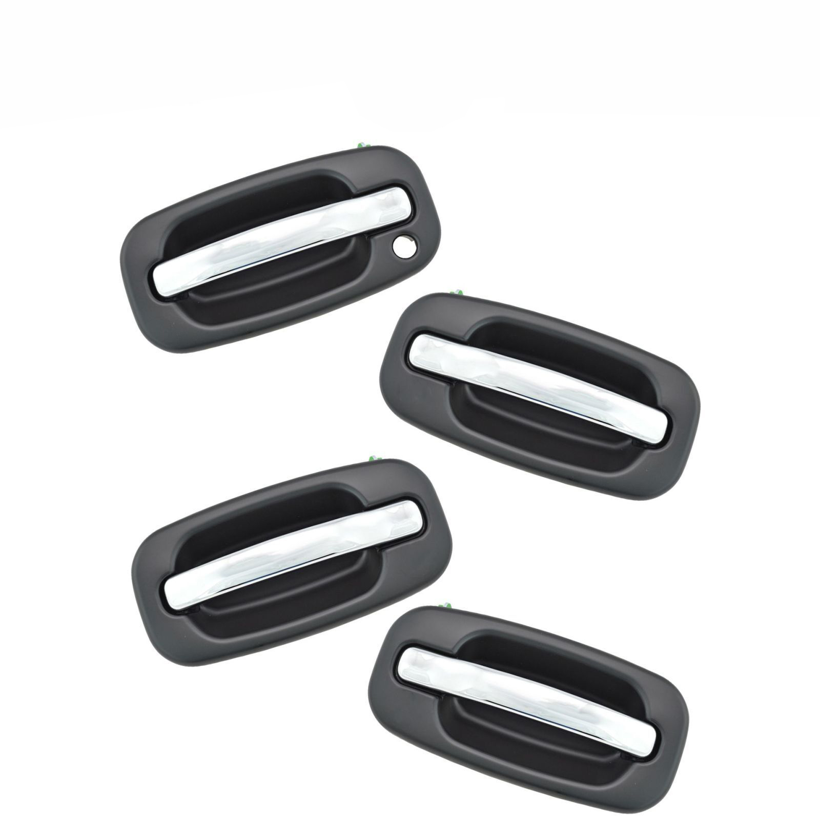 Door Handle Chrome Exterior Black Front Rear Set Of 4 For Cadillac Chevy GMC SUV