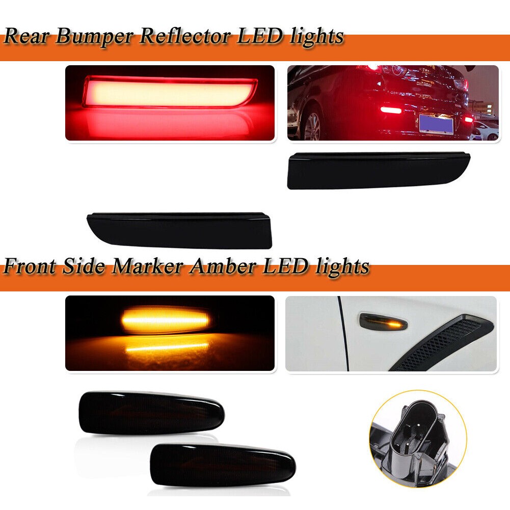4X LED Side Marker & Red Reflector Lights EVO X