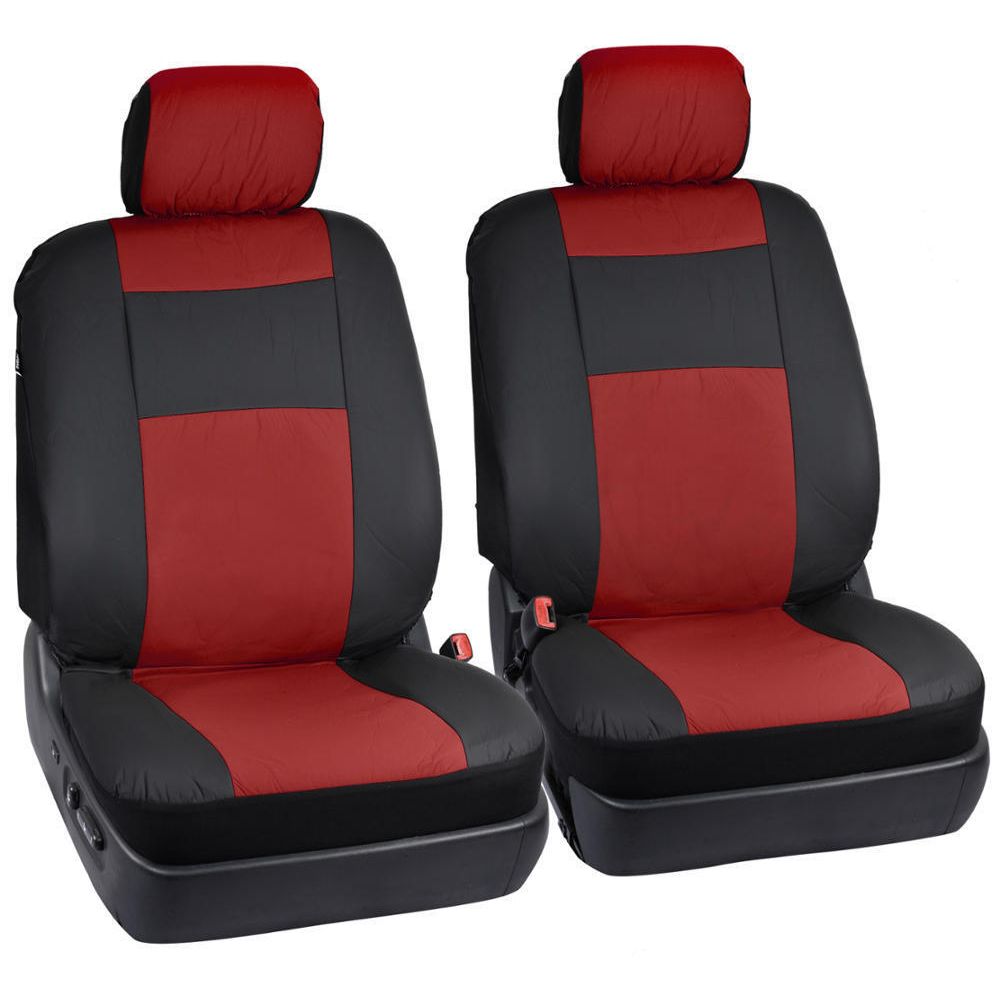 Black/ Dark Red Synth Leather Auto Seat Covers Padded Synth Material For Car SUV