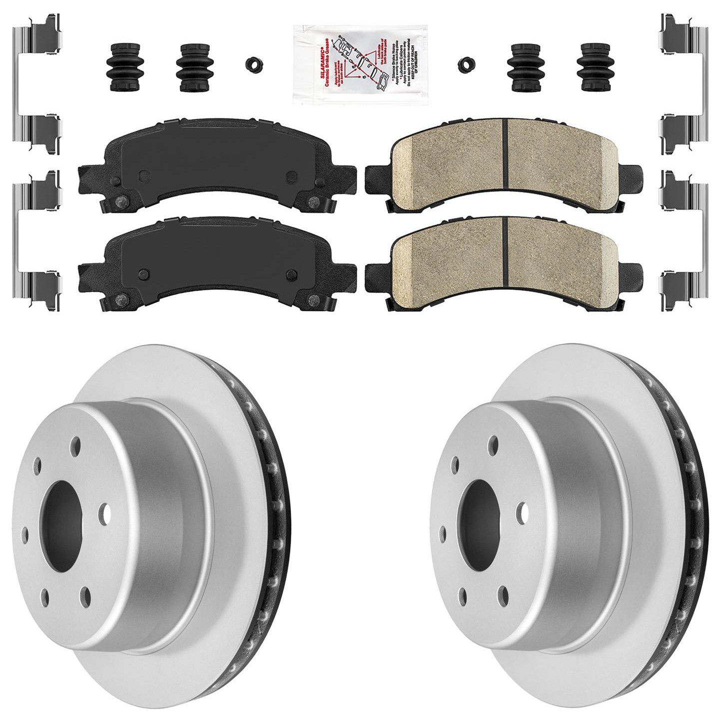 Rear Ceramic Brake Pads & Coated Rotors Fits 03-2014 GMC SAVANA YUKON & YUKON XL