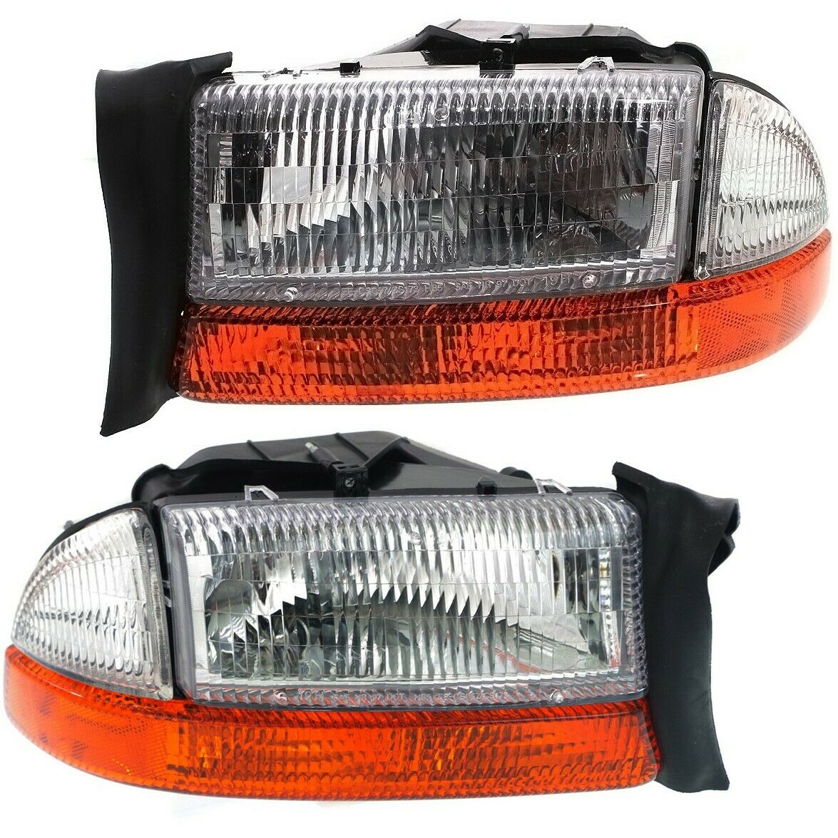 Headlight Set For 1997 Dakota 1998 Durango Driver/Passenger Side W/ Bulb