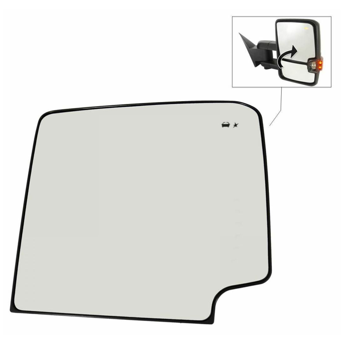 Mirror Glass Heated Blind Spot Detection Upper Passenger Right For GM SUV