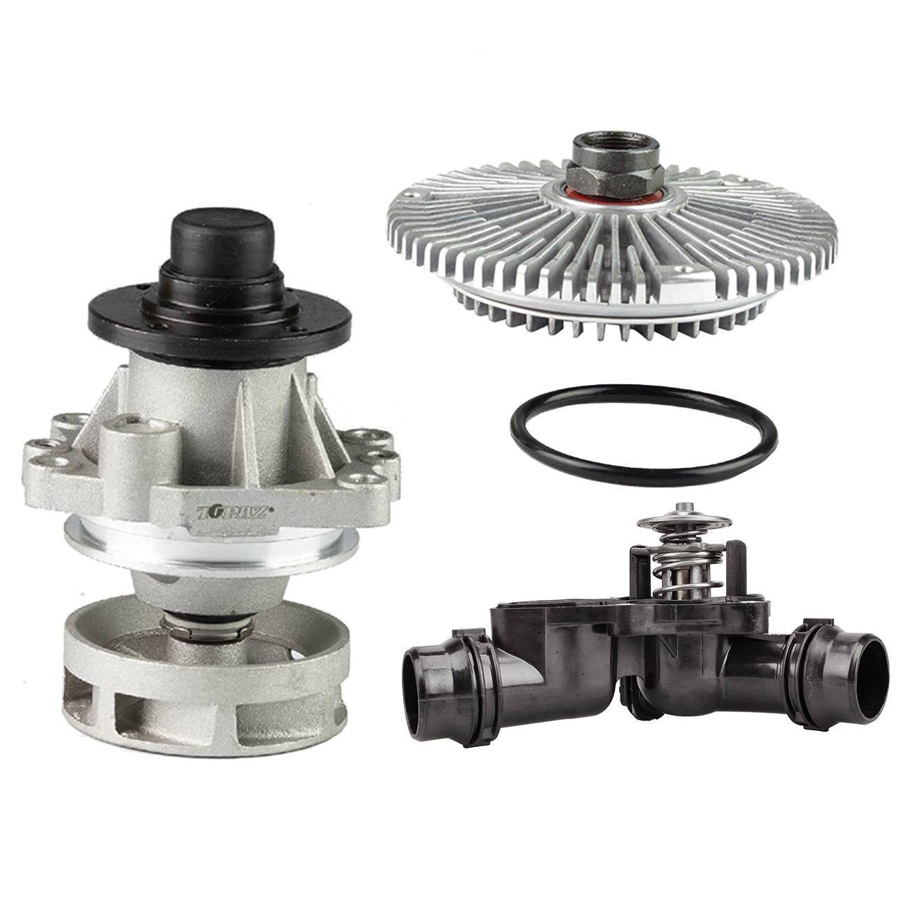 For 1998-2006 BMW E46 E39 E38 Water Pump + Fan Clutch + Thermostat Assembly