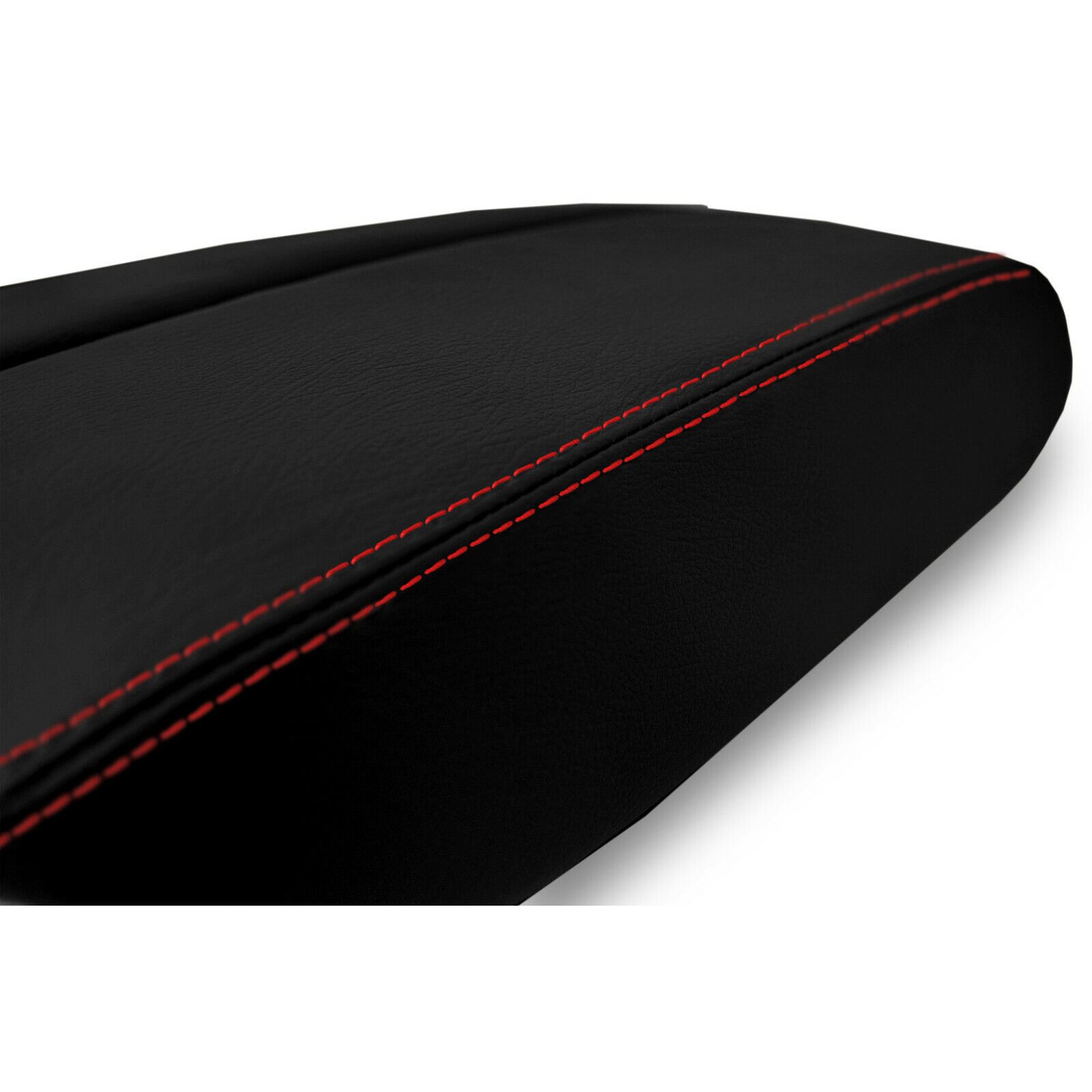 Center Console Lid Armrest Cover Leather For Audi A8 2011-2017 Black Red Stitch