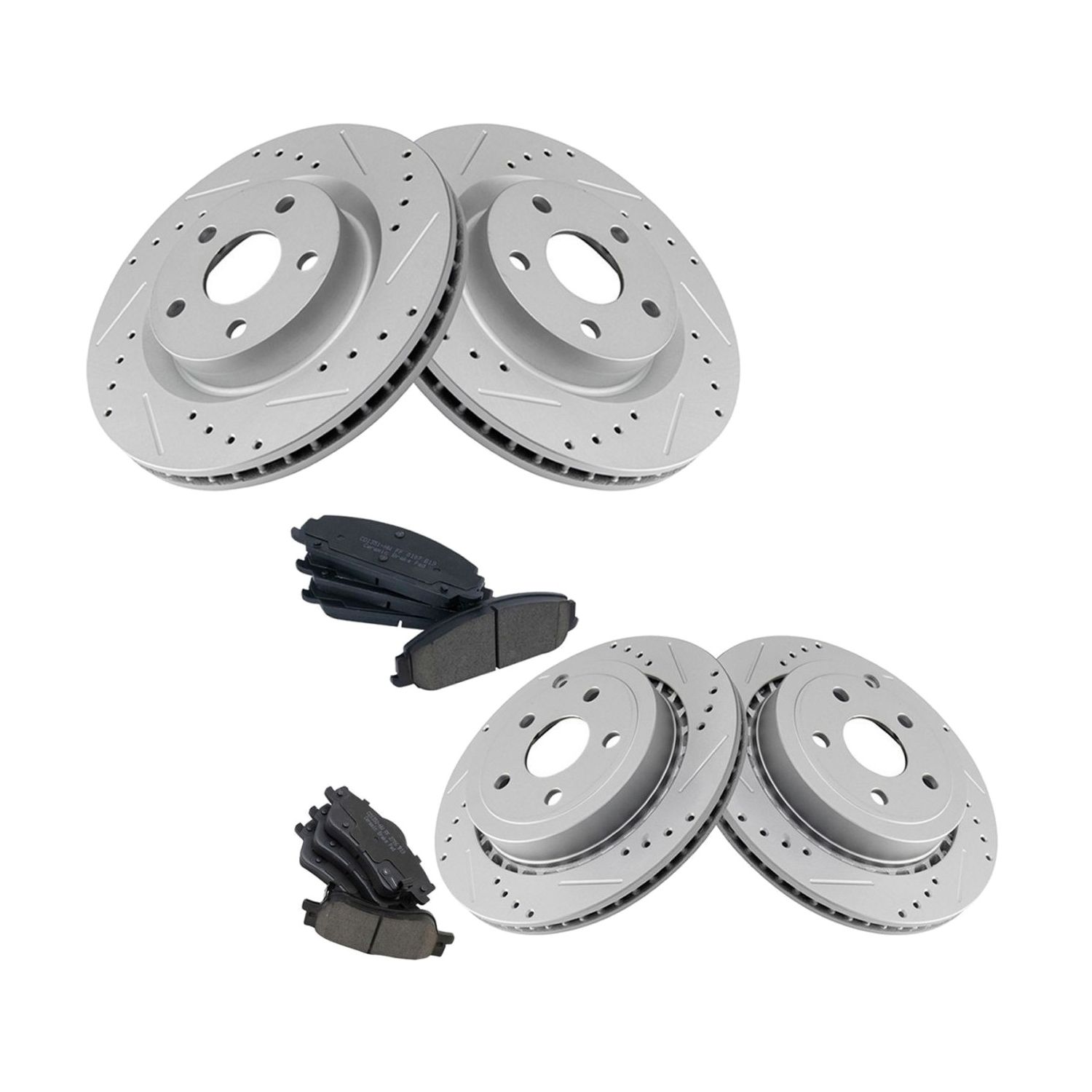 Front & Rear Ceramic Brake Pad & For 2008-2009 Pontiac G8 Coated Rotor Kit W