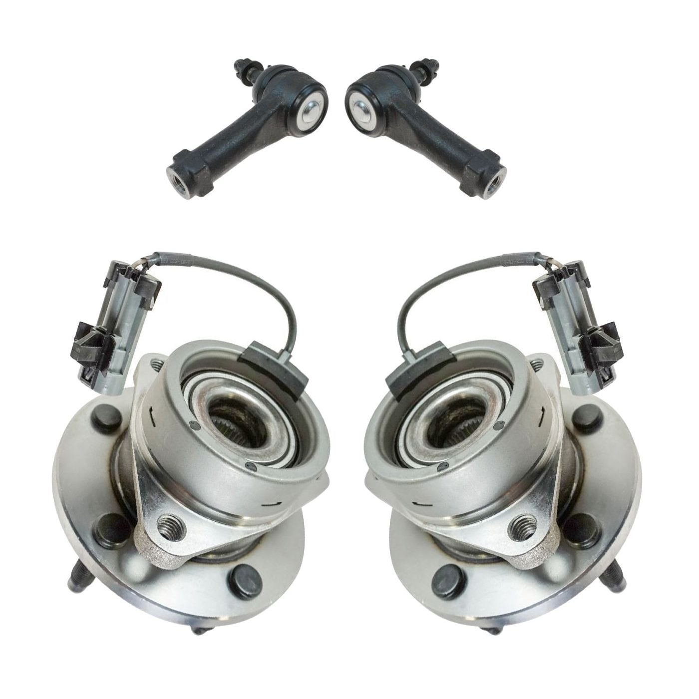 4 Piece Steering Kit Wheel Hub & Bearing Assembles W/ Outer Tie Rod Ends
