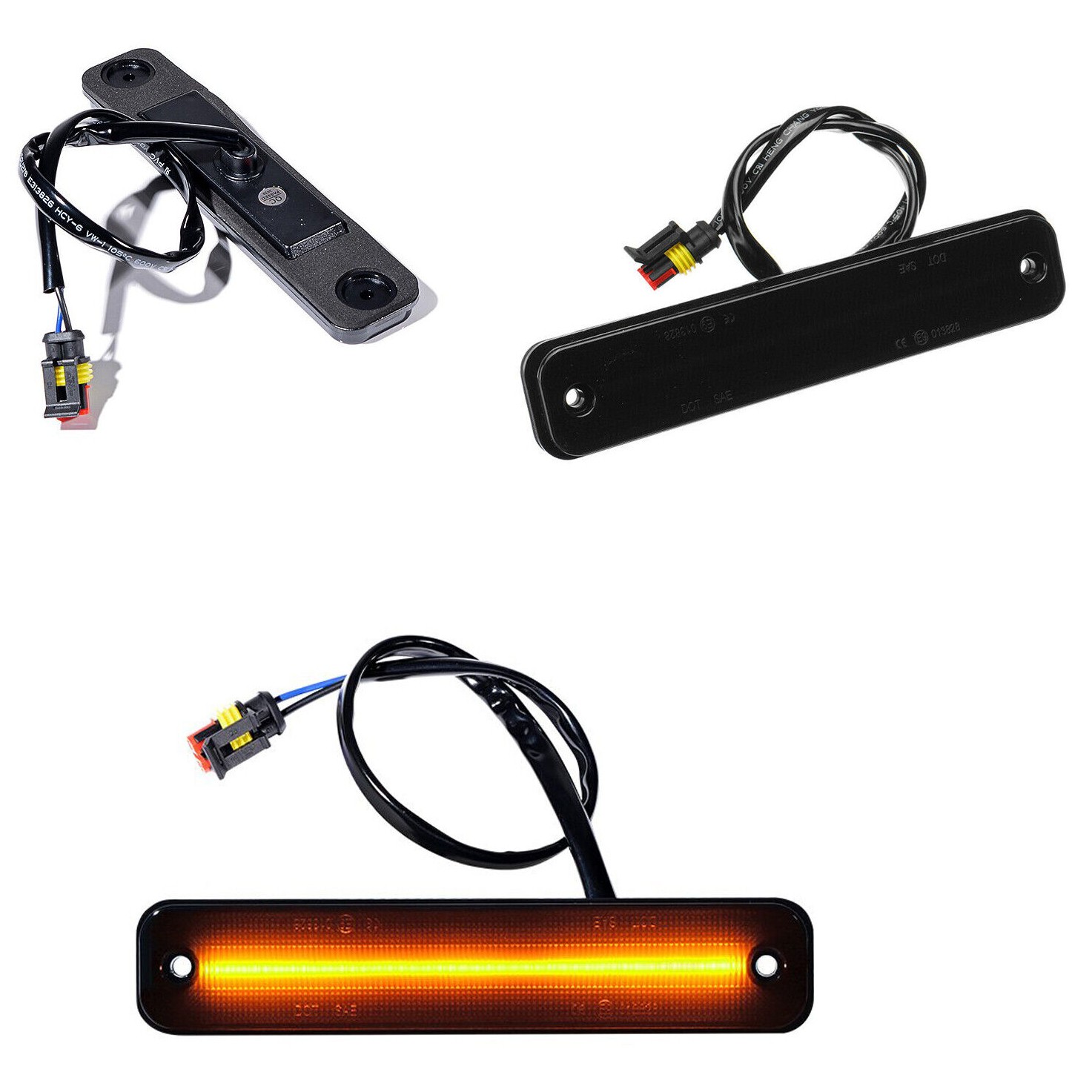 Front Amber LED Fender Side Marker Signal Lights Smoked