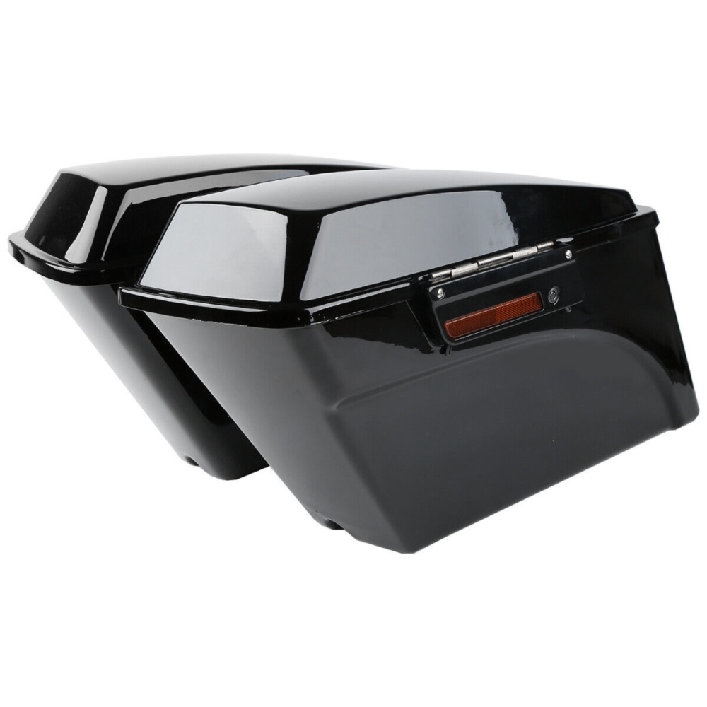 Vivid Black Hard Saddle Bags Latch Keys For Harley-Davidson Conversion Brackets