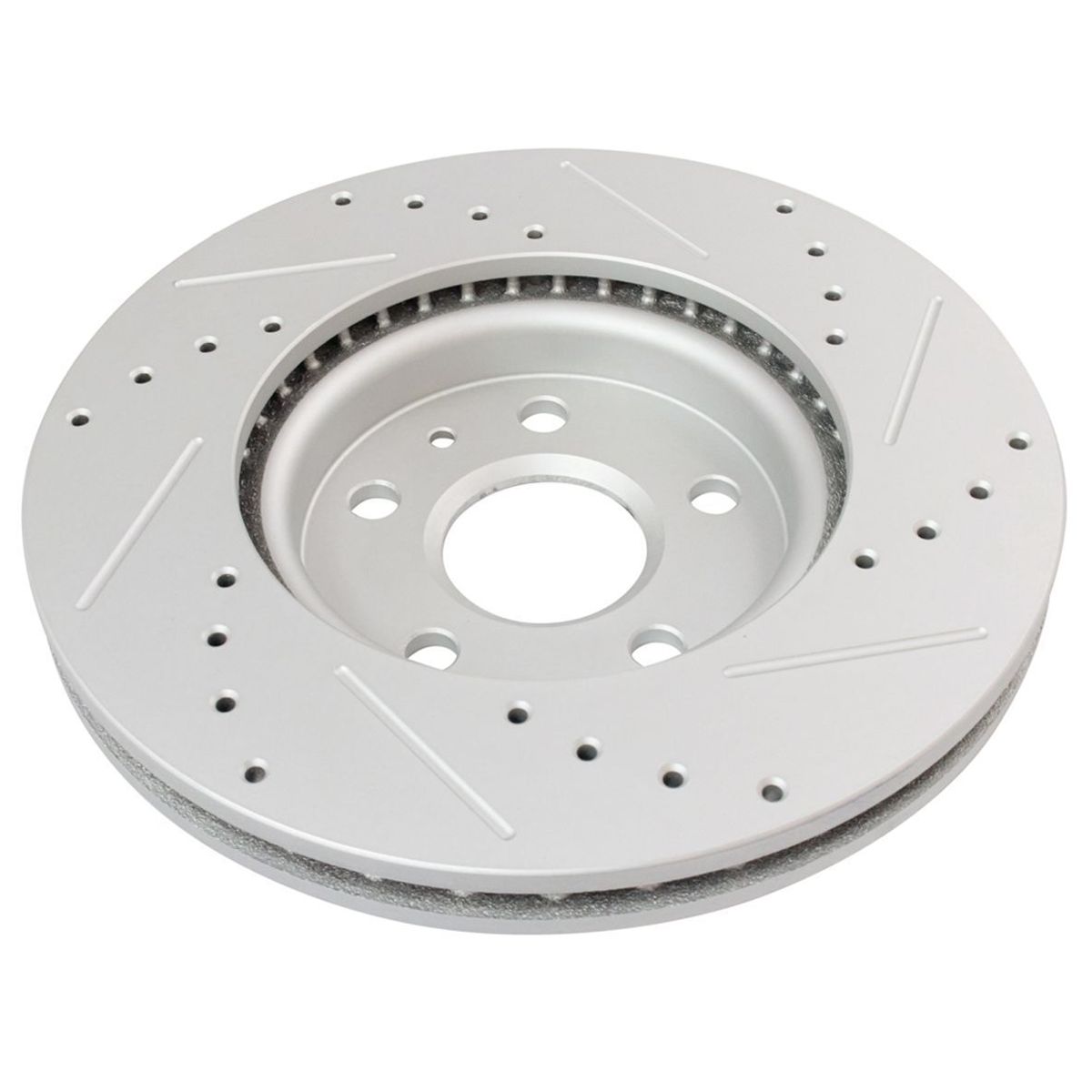 Front Semi-Metallic Brake Pad & Performance Drilled Slotted Zinc Rotor Kit