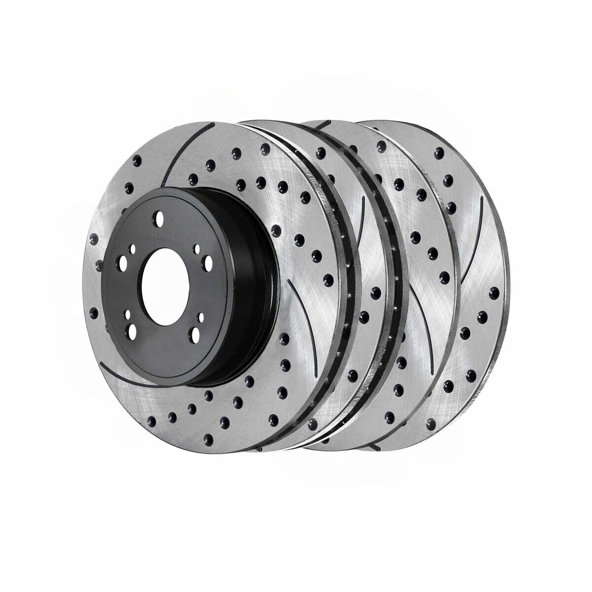 Front & Rear Drilled Slotted Brake Rotors Black Set Of 4 For Acura Honda 3.5L V6