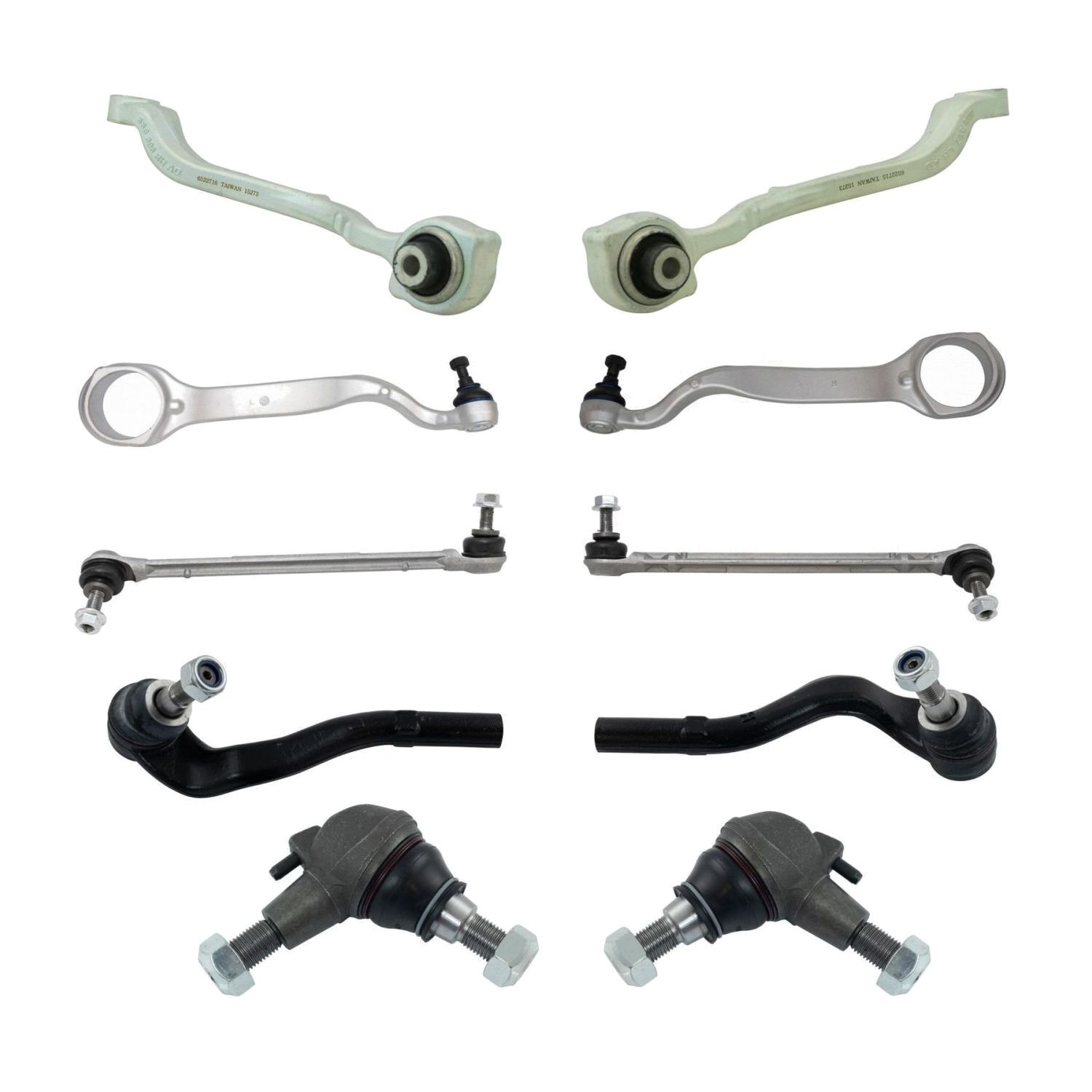 10 Piece Steering & Suspension Kit Control Arms Ball Joints Tie Rods End Links