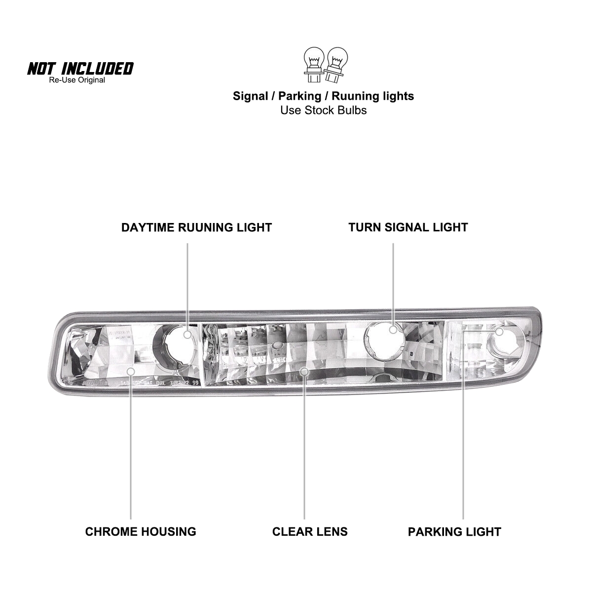 Bumper Lights Clear Parking Signal Lamp
