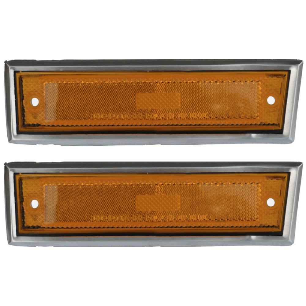 For Chevrolet GMC Truck Front Left/Right Side Amber Marker Light Lenses W Trim