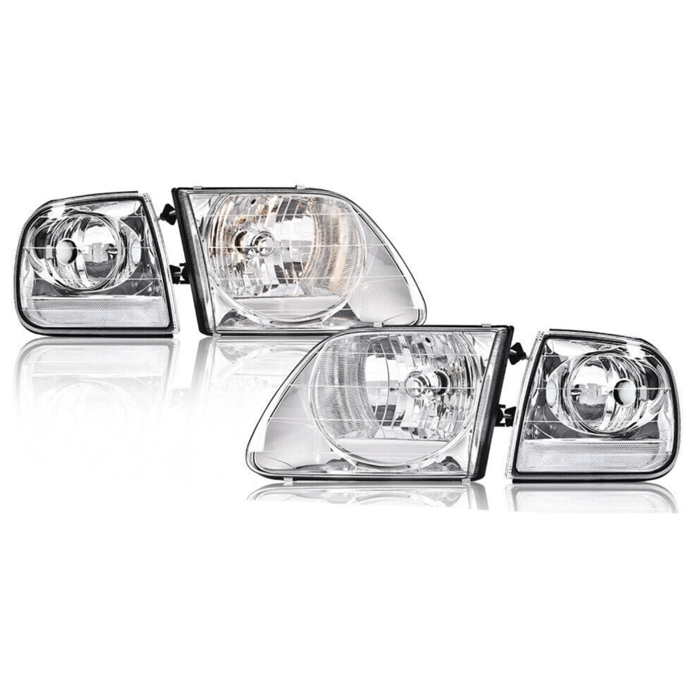 Chrome Headlights&Corner Parking Lights For Expedition F150 F250 Heritage Style