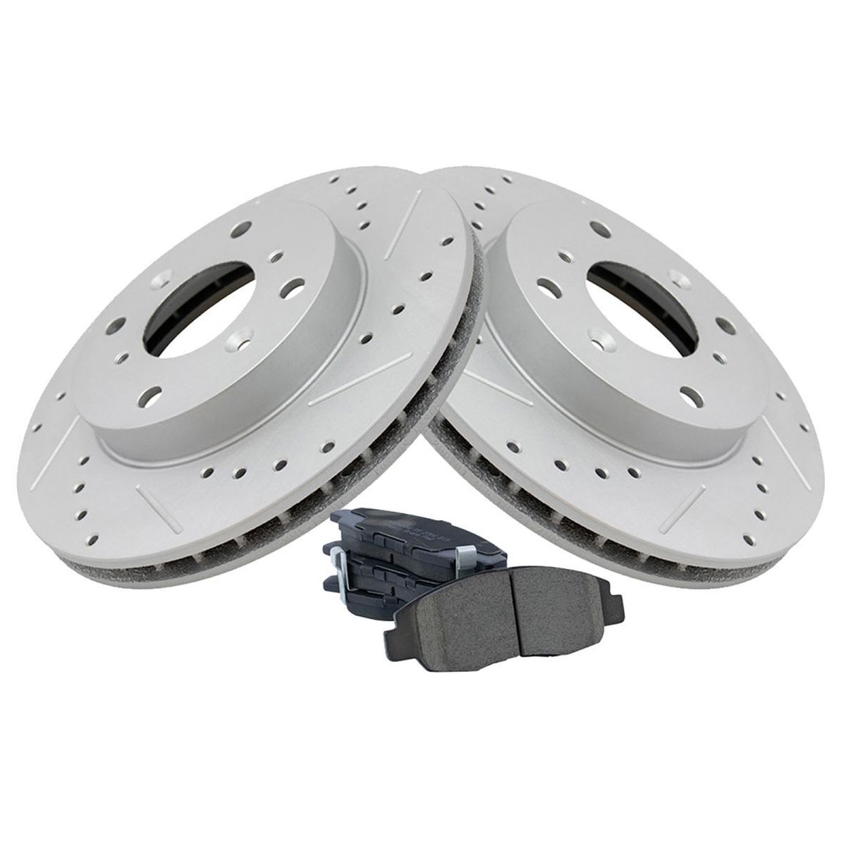 Front Performance Drilled & Slotted Brake Rotor & Posi Ceramic Pad Set