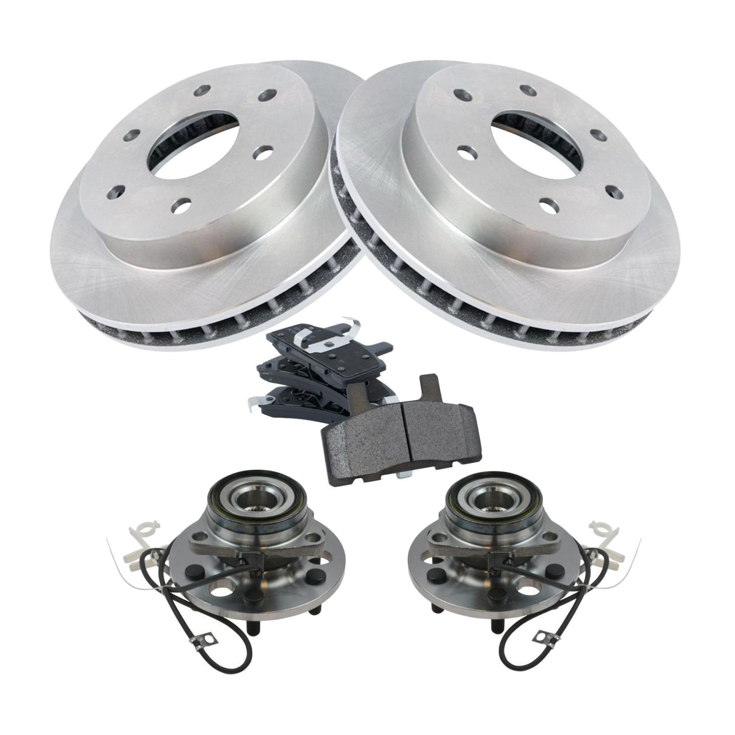 Wheel Hub & Bearing Semi-Metallic Brake Pad Rotor Kit For 1999 Escalade 4WD