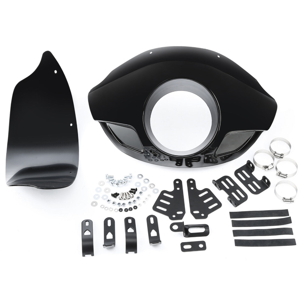 5 3/4" Front Headlight Fairing Fit For Harley Touring W/ 35mm-49mm Forks Black