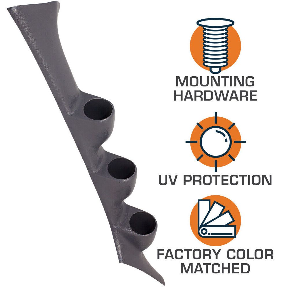 Dark Gray Triple Gauge 52mm Pillar For 95-98 Eagle Talon 95-99 Mitsubishi Eclipse