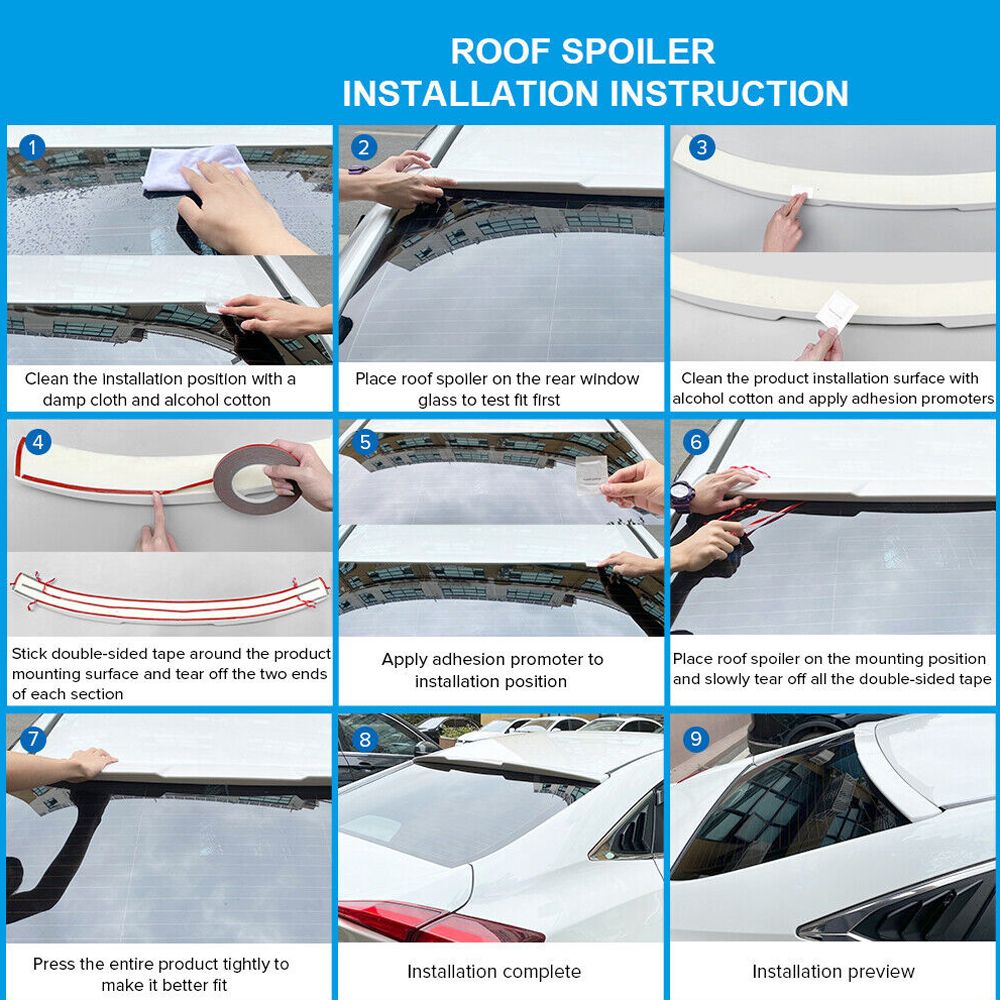 Fits 08-23 Dodge Challenger Matte Black Shark Fin Roof Spoiler Wing