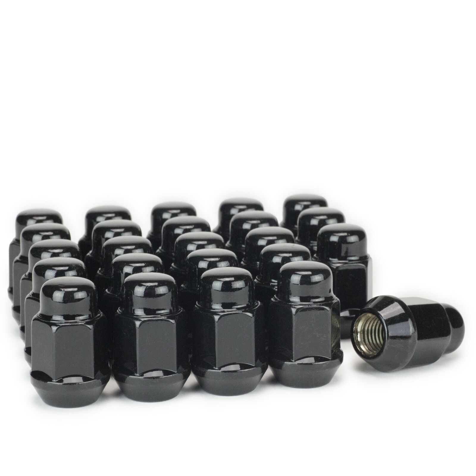 4 Sets Of - For INFINITI Nissan Black Bulge Acorn Lug Nuts 12x1.25 Wheel Nut 3/4" Hex