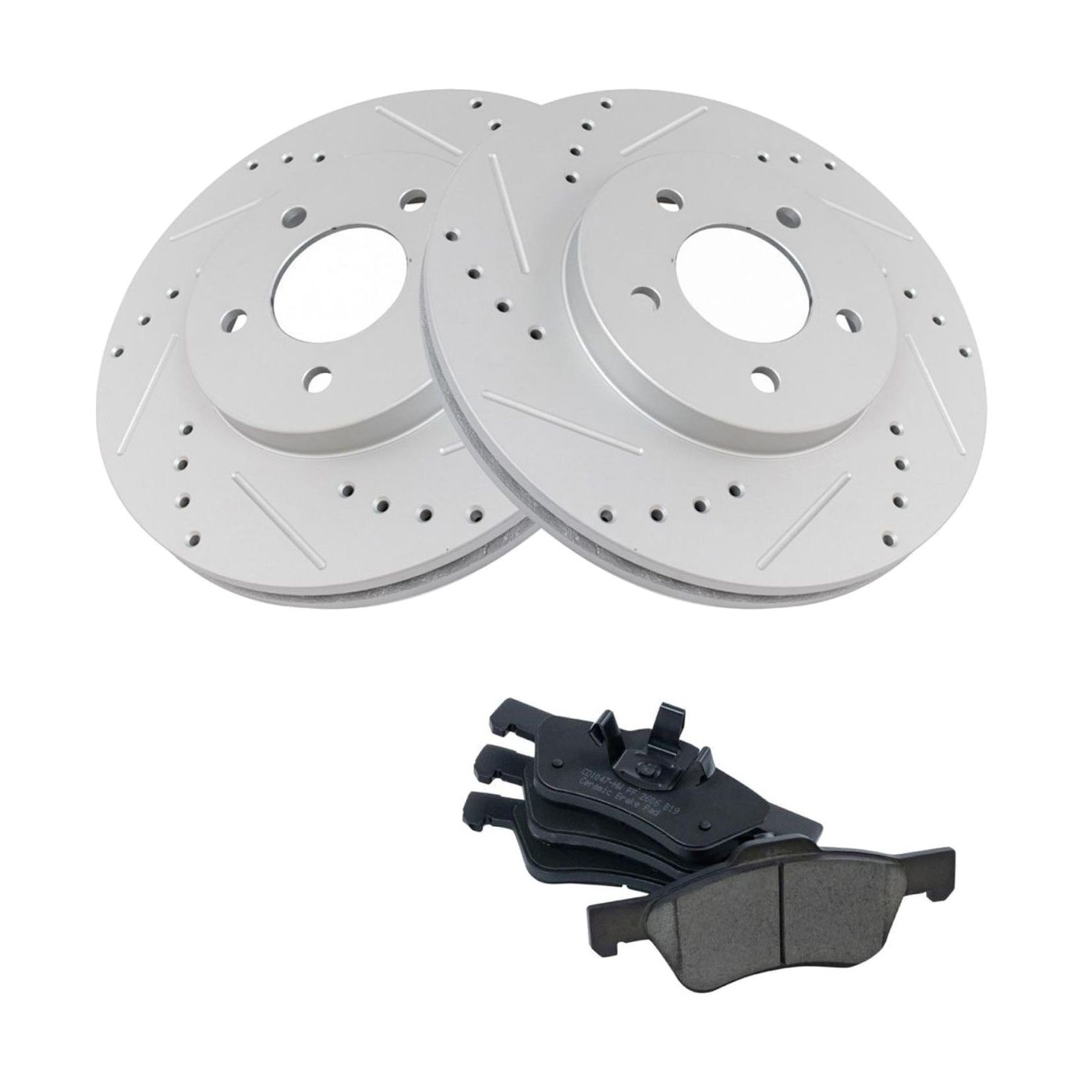 Brake Rotor Drilled & Slotted Zinc Coated & Posi Ceramic Pad Front Set