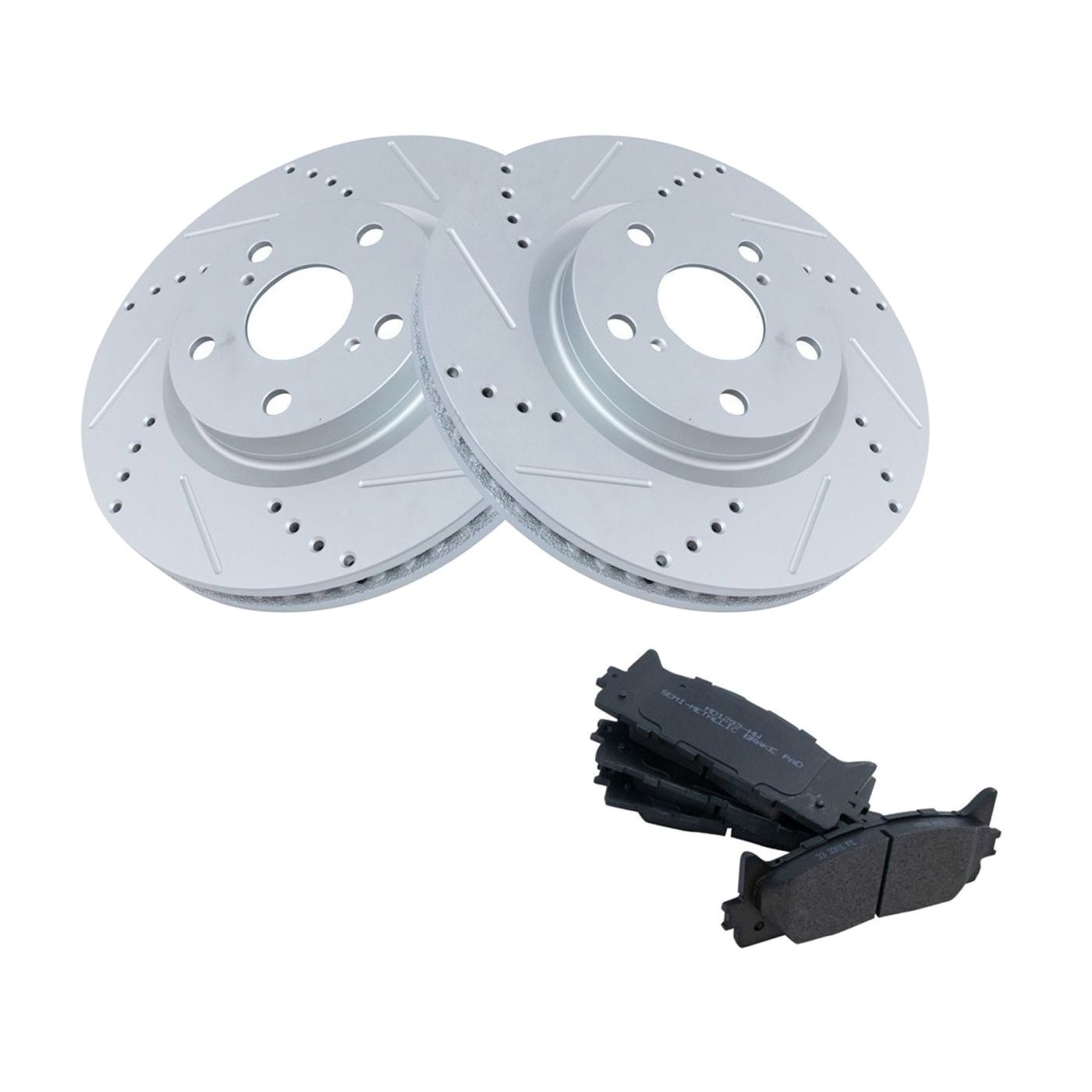 Front For 08-18 Avalon Limited Drilled & Slotted Brake Rotor & Metallic Pad Set