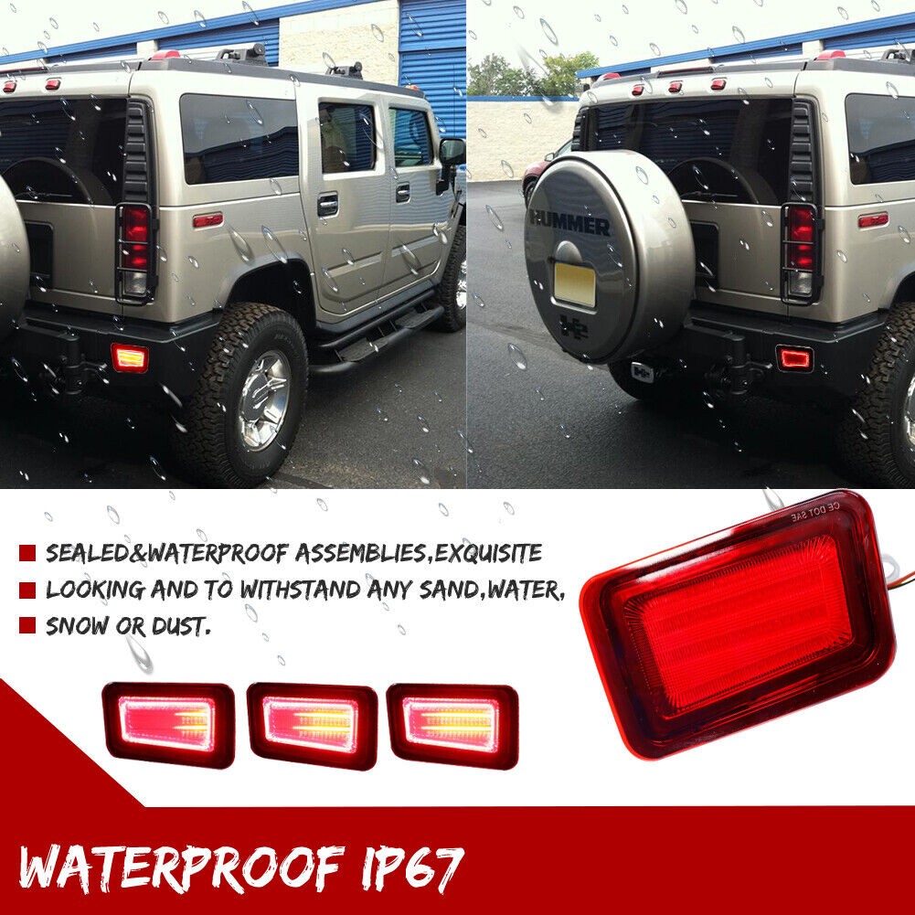 2PCS Red LED Rear Bumper Reflector Tail Brake Signal Lights