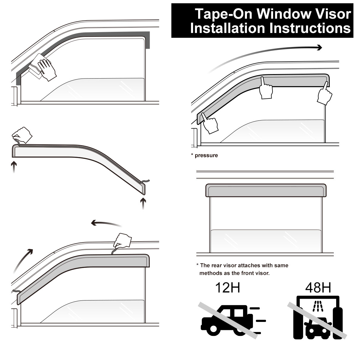 2 Sets Of - Out Channel Style Sun Rain Window Visors Visor For 94240