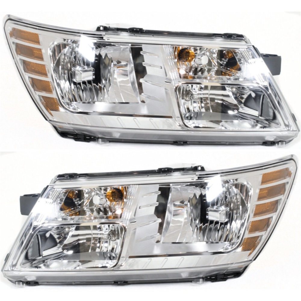 Headlight Set For 2009-2020 Journey Left And Right Chrome Housing 2Pc