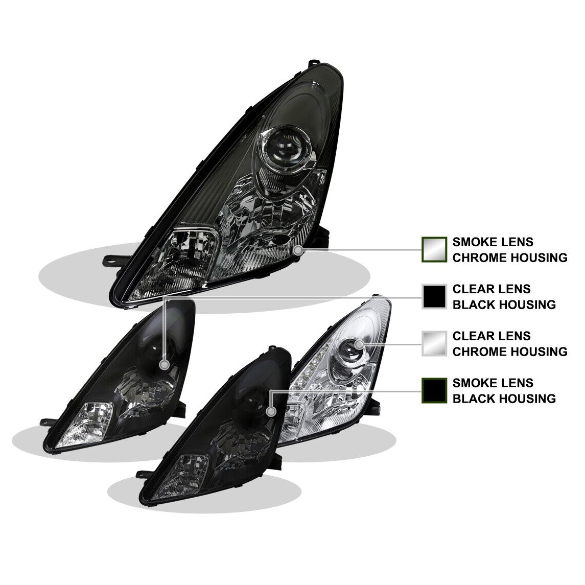 Black Smoke Projector Headlights +R