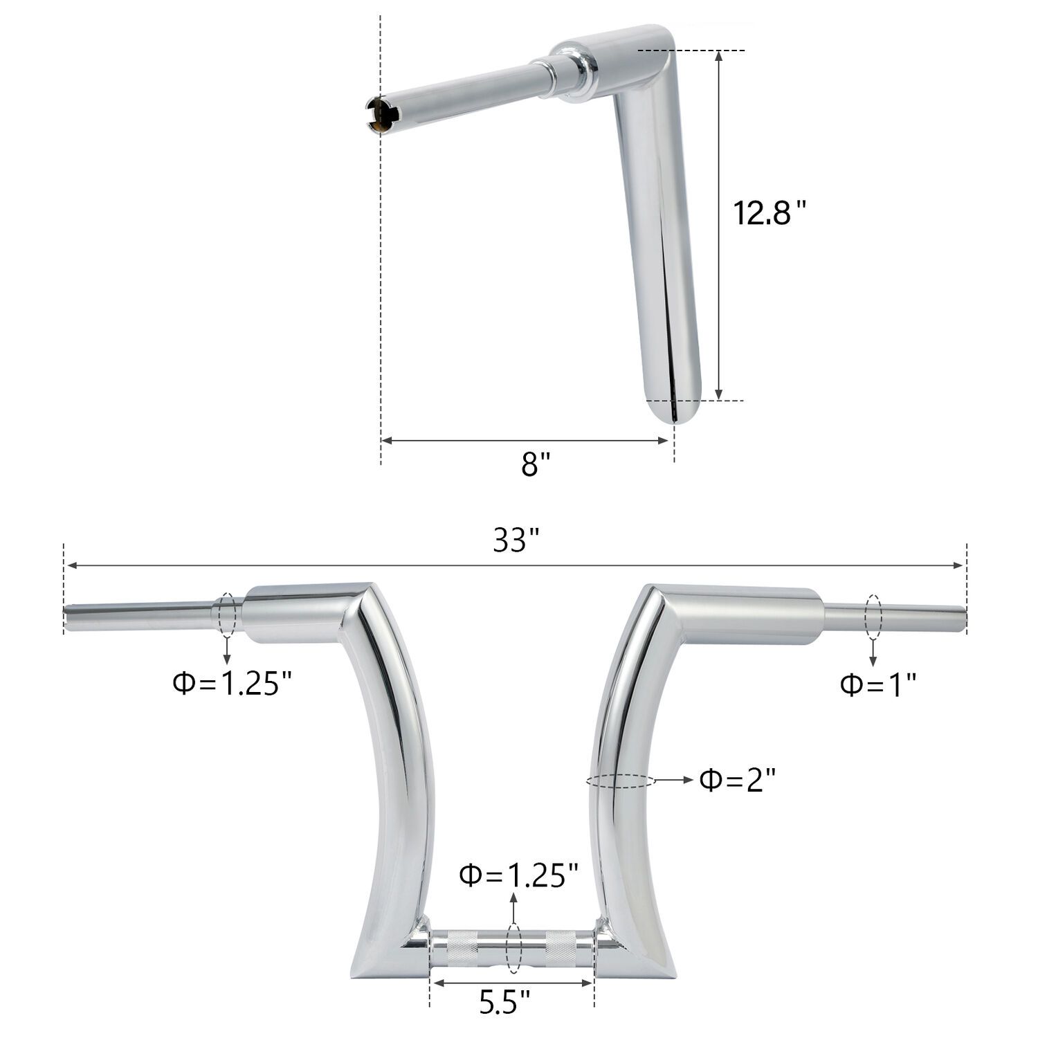 Chrome 14" Rise 2" Ape Hanger Handlebar For 95-97 Harley-Davidson Bad Boy Flst