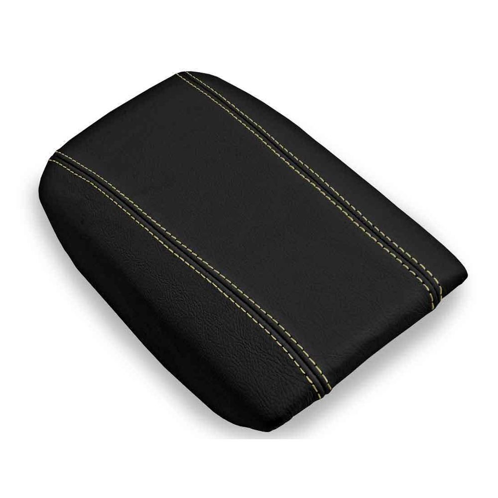 Console Lid Armrest Cover Leather For 99-06 Volvo S80 Sedan Black Beige Stitch
