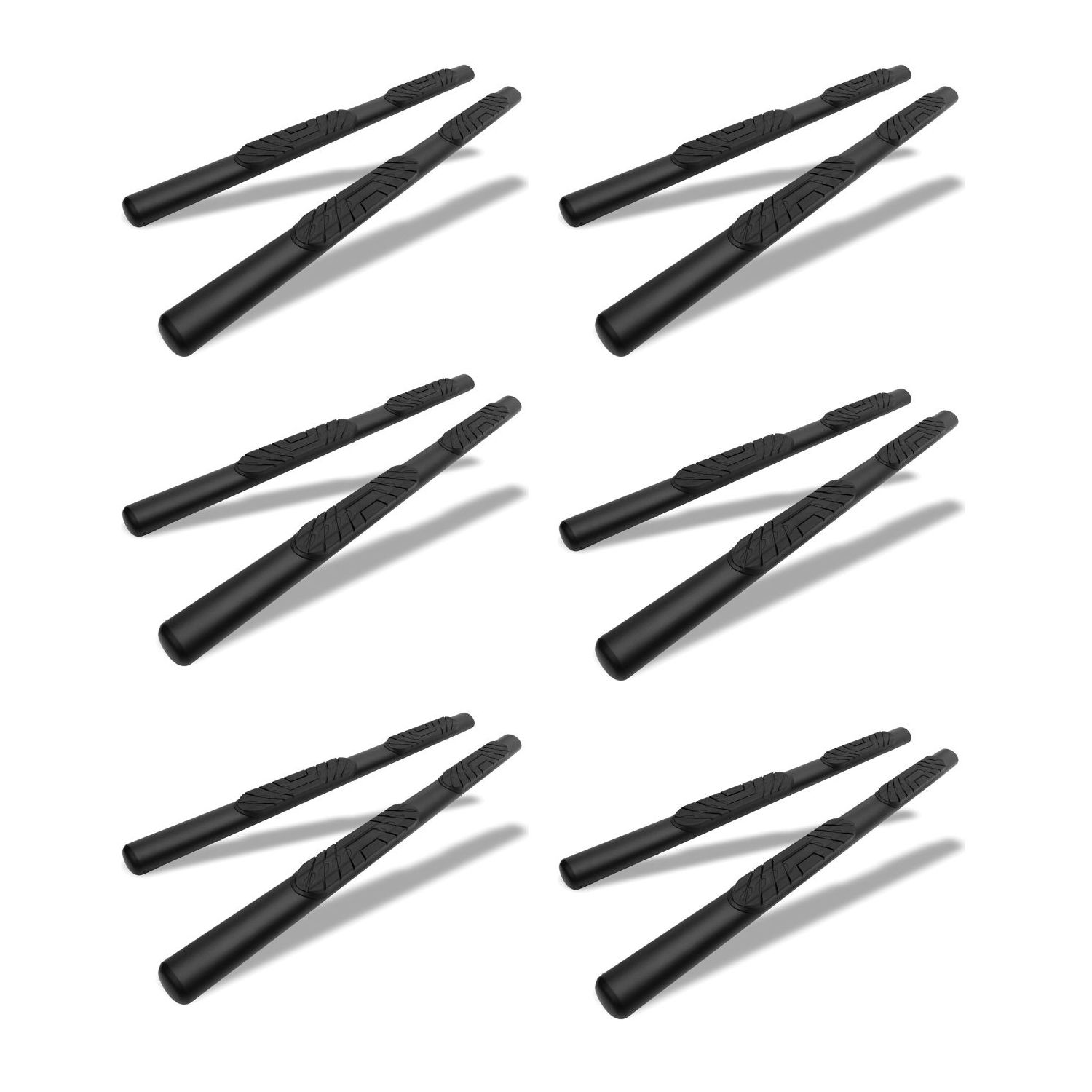 6 Sets Of - 4" Texture Black Side Step Rails For Dodge Ram Quad Cab Nerf Bars