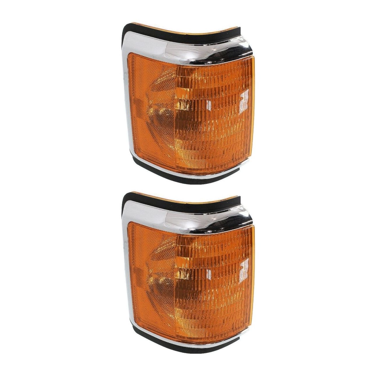 2 Sets Of - Corner Light For 87-91 Ford F-150 F-250 W/ Chrome Trim Passenger Side