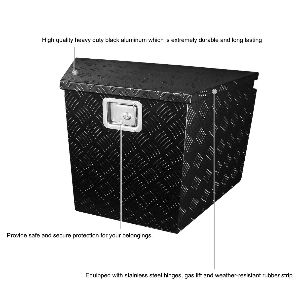 Tool Box 29" Heavy Duty Black Aluminum Tongue Truck Trailer+Lock+Key