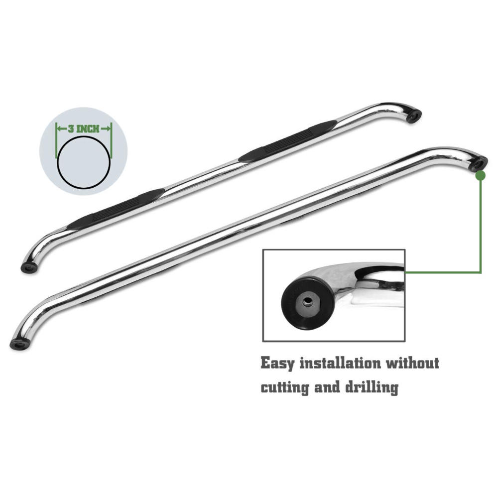 3" S/S Side Steps For 1500 2500 3500 4500 5500 Crew Cab Nerf Bars Running Boards