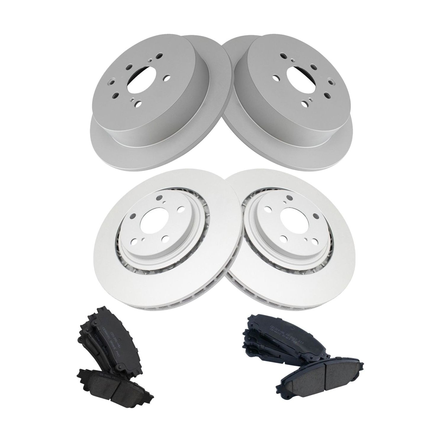 For 2010-2015 RX350 Base Front & Rear Ceramic Brake Pad & Coated Rotor Kit W/