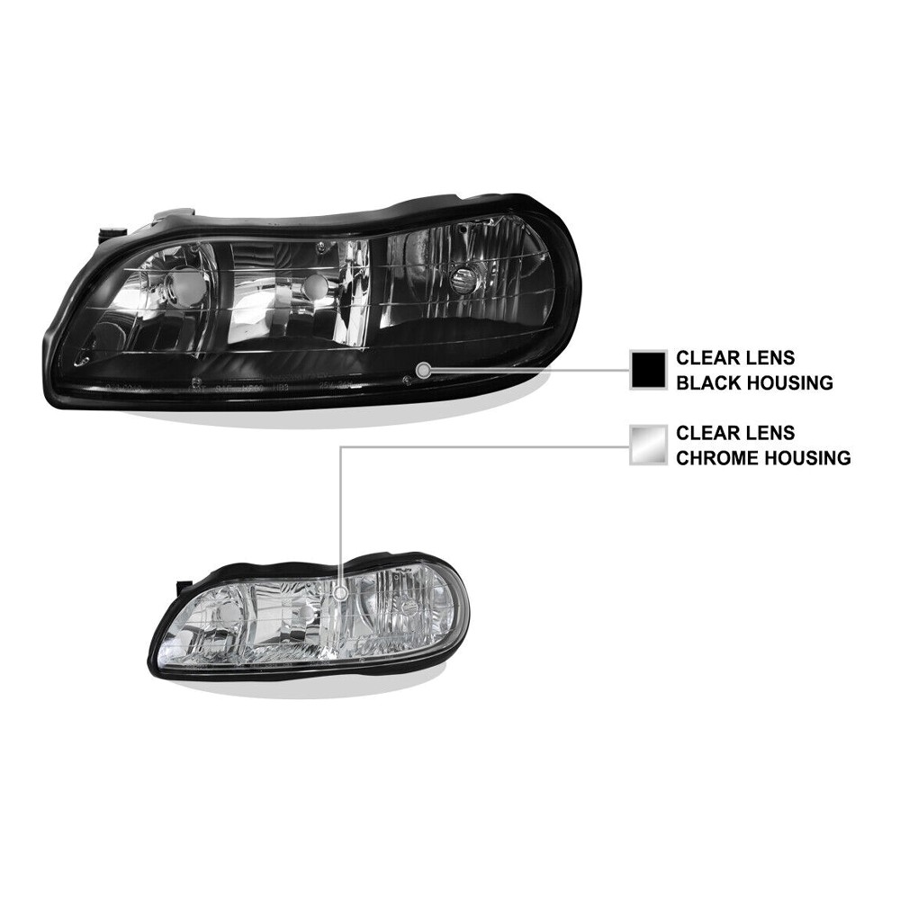 Black Headlights Corner Lamps Pair Left+Right