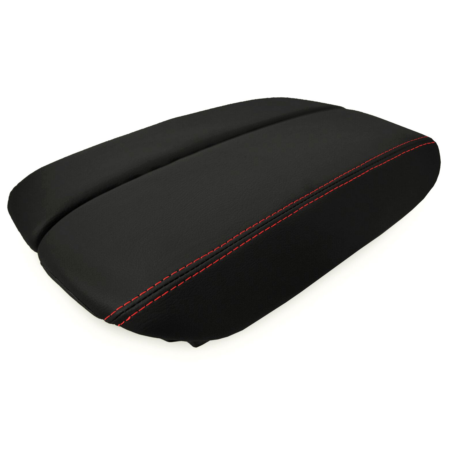 Center Console Lid Armrest Cover Leather For Audi A8 2011-2017 Black Red Stitch