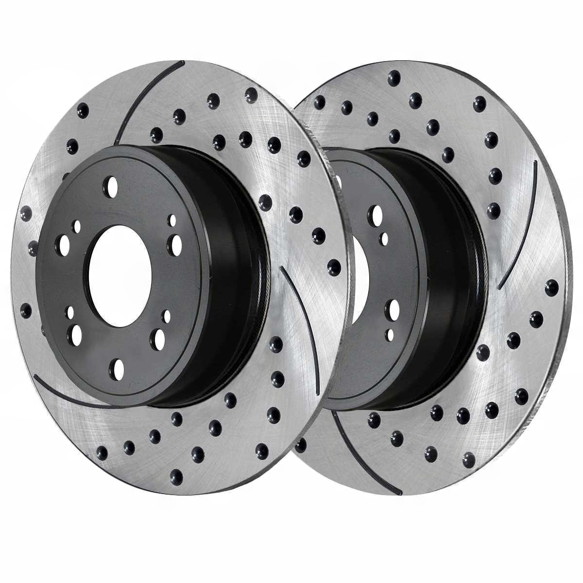 Front & Rear Drilled Slotted Brake Rotors Black Set Of 4 For Acura Honda 3.5L V6