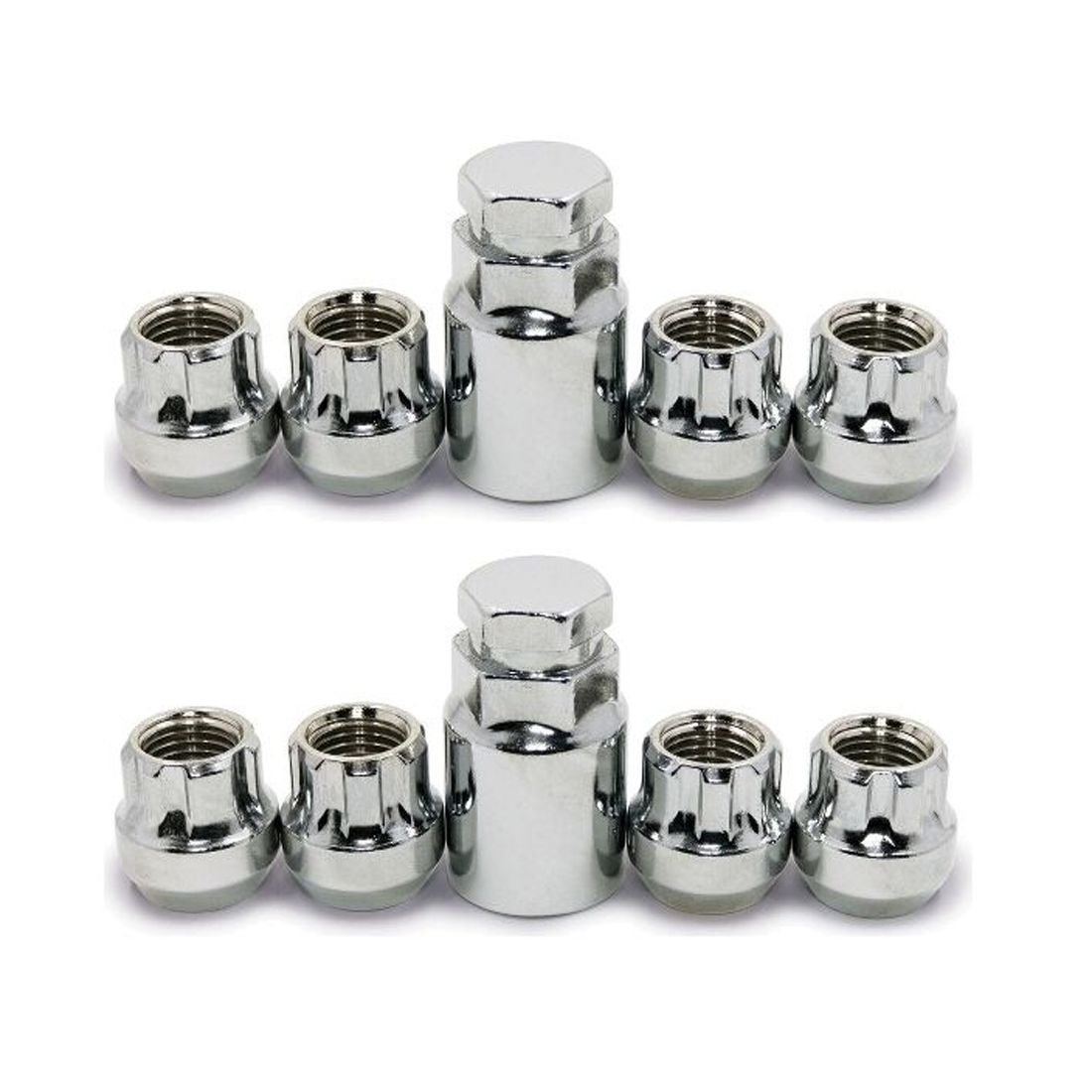 2 Sets Of - Lug Wheel Lock Nuts 1/2 Chrome Open End Bulge Acorn Locking Lug Set