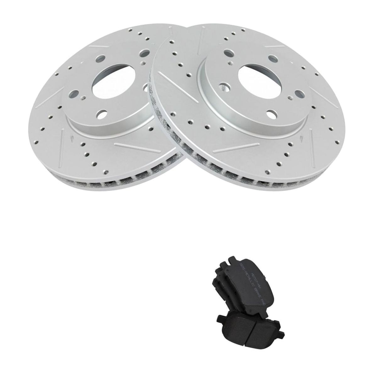 For 97-01 ES300 Base Front Metallic Brake Pad & Drilled Slotted Coated Rotors
