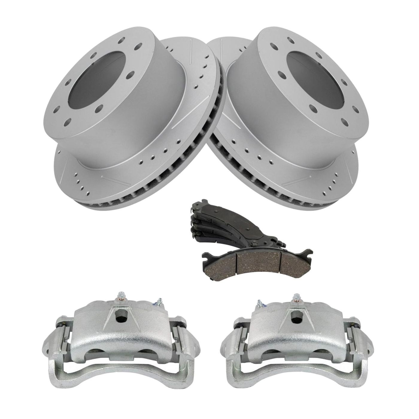 Rear Ceramic Brake Pad Performance Rotor & Caliper Kit For GM Dually