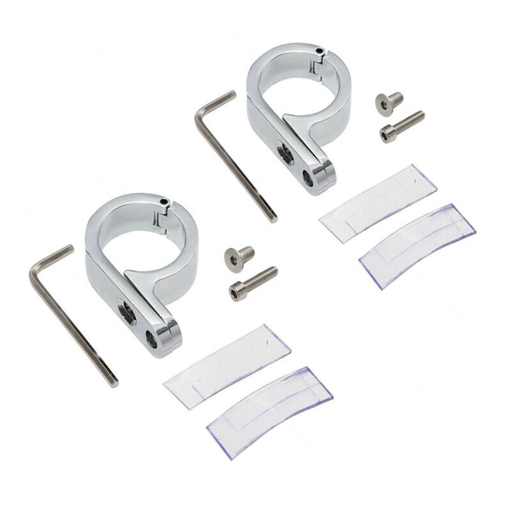2 Sets Of - 1/4" 32mm Chrome Universal Handlebar Mounts Clamp Clock For