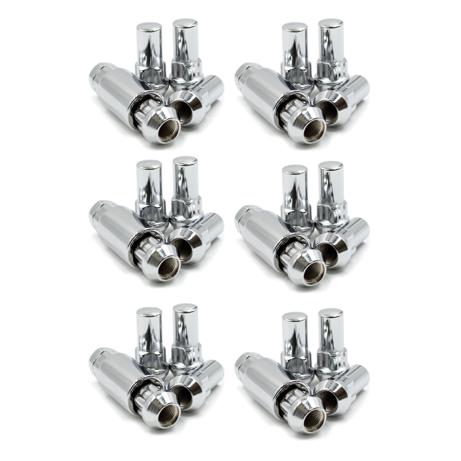 6 Sets Of - Lug Wheel Lock Nuts 14x1.5 Bulge Acorn 1.9" Long Locking 14x1.50