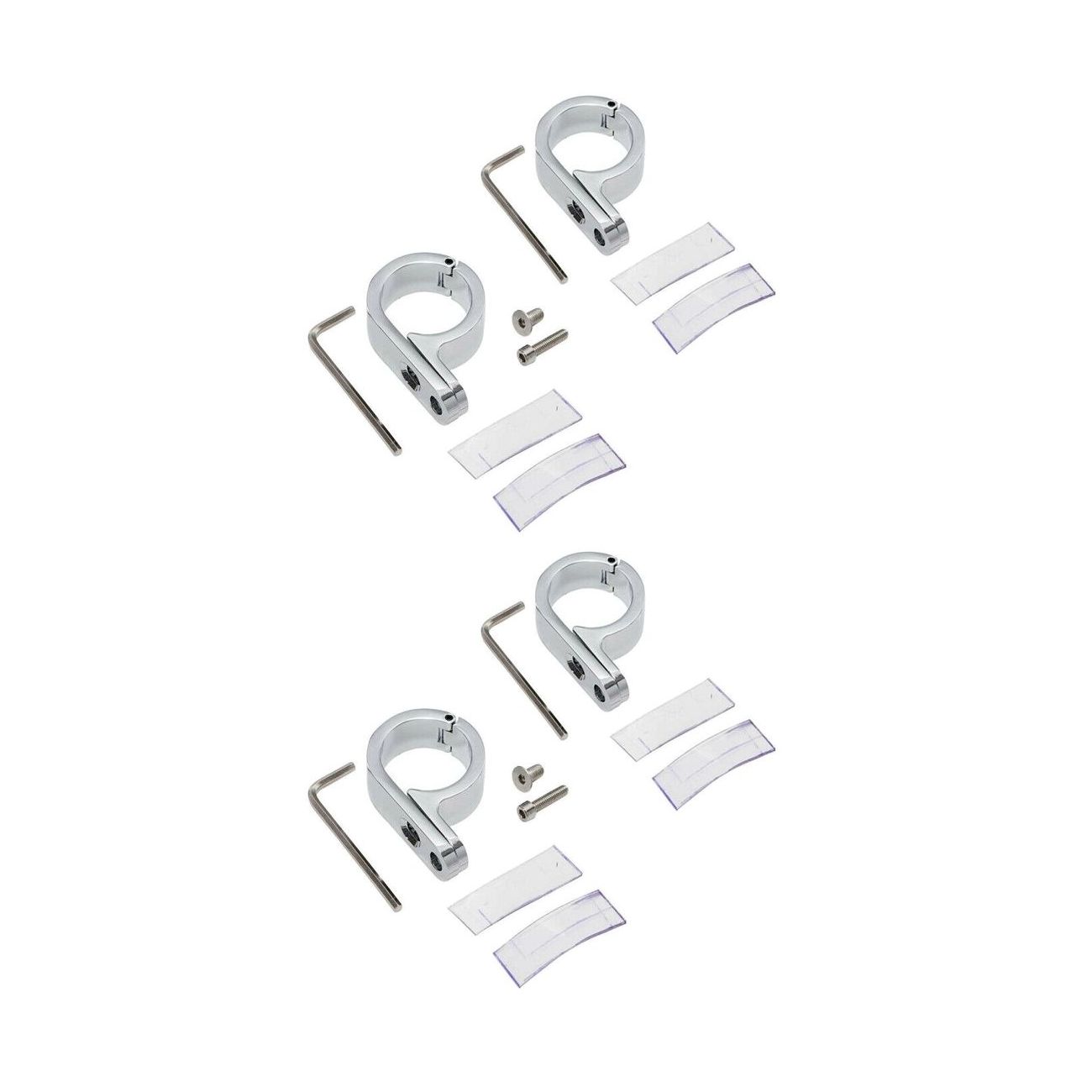 2 Sets Of - 1/4" 32mm Chrome Universal Handlebar Mounts Clamp Clock For