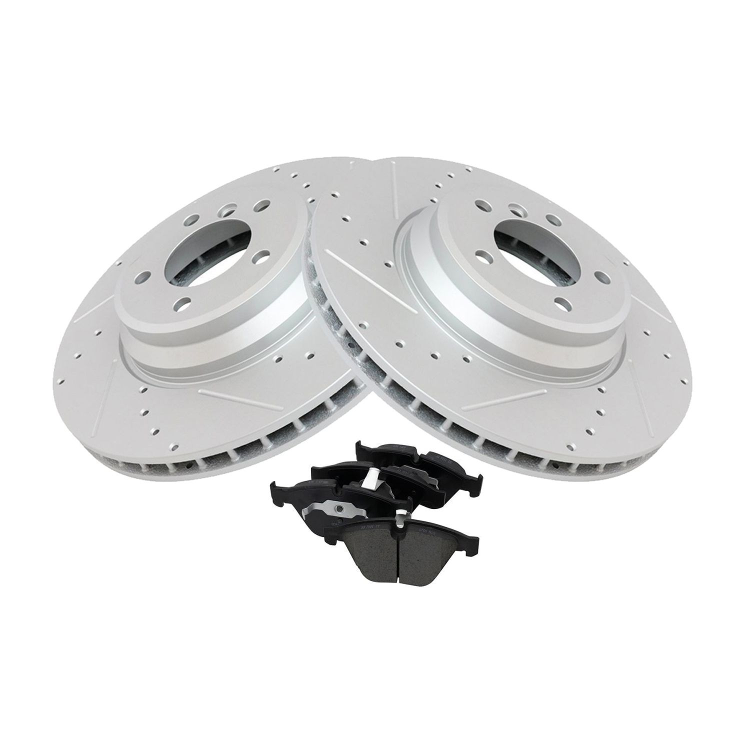 For 13-15 X1 Front Ceramic Brake Pad & Performance Drilled Slotted Coated Rotor