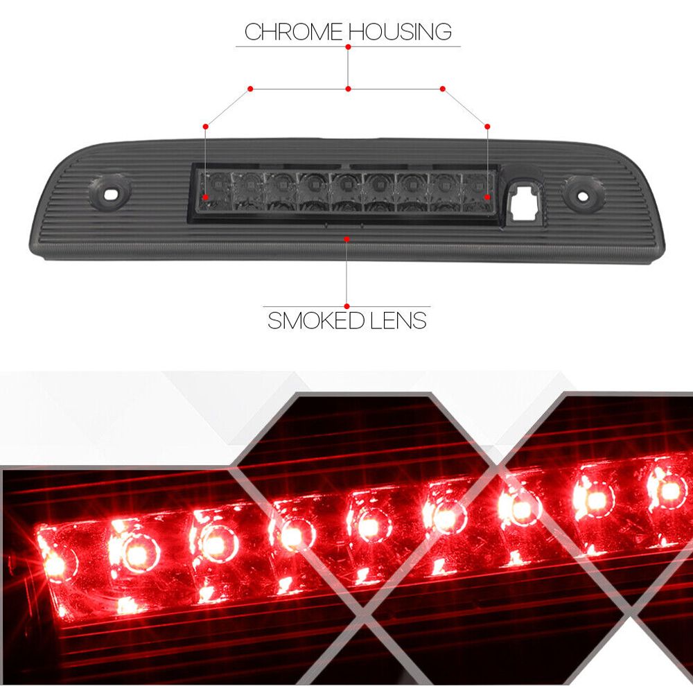 Fits 2007-2012 Dodge Nitro[Chrome/Smoke]Full LED Third 3rd Brake Light Tail Lamp