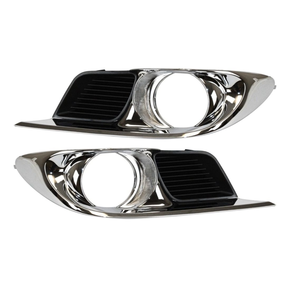 Fog Light Trim Set For Toyota 11-12 Avalon Left & Right Black And Chrome 2Pc