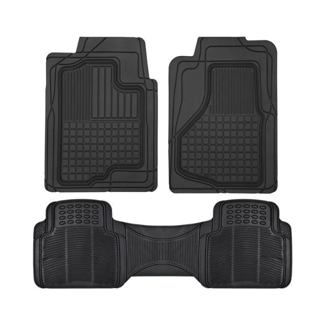 HD 3D Rubber Car Floor Mats Auto Liners All Weather 3pc Front Rear Universal Fit